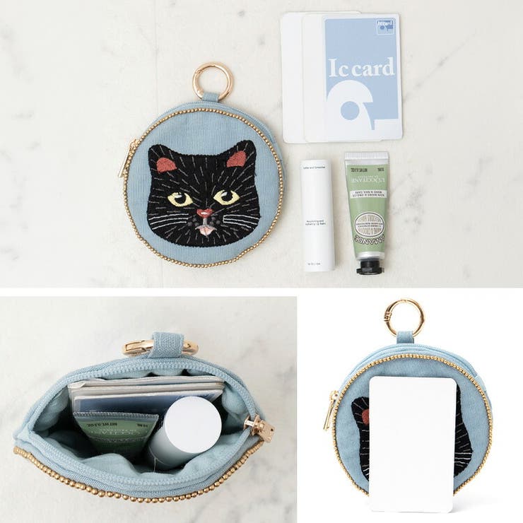 ネコ刺繍＆ビーズラウンドミニポーチ | Vita Felice | 詳細画像5 