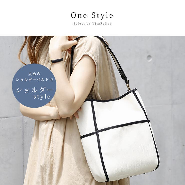 バケツ型キャンバスワンショルダーバッグ | Vita Felice | 詳細画像4 