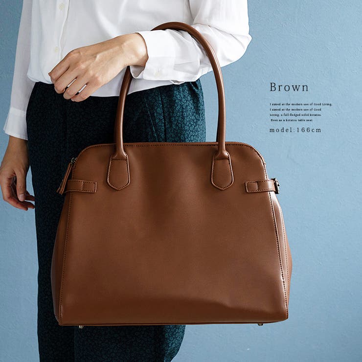 ブラウン | ダブルジップロングハンドルボストントート | Vita Felice