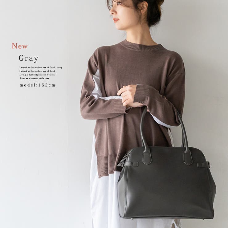 グレー | ダブルジップロングハンドルボストントート | Vita Felice