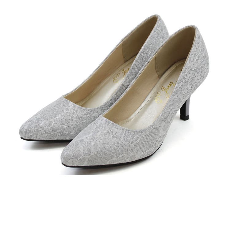 シルバー | パールリング付きヒールレースグリッターパンプス | VIVIAN COLLECTION