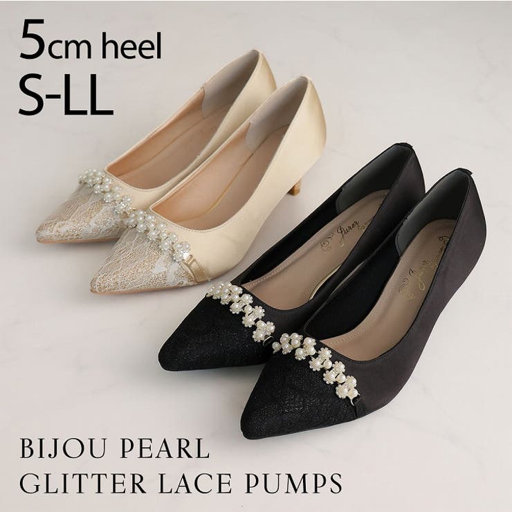 ビジューパール飾りグリッターレースパンプス | VIVIAN COLLECTION | 詳細画像1 