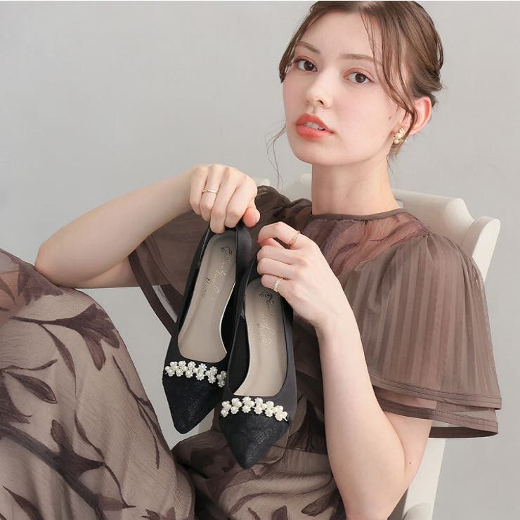 ビジューパール飾りグリッターレースパンプス | VIVIAN COLLECTION | 詳細画像14 