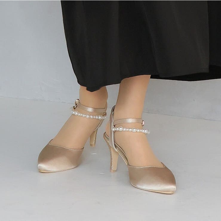 2WAYサテンパールストラップパンプス[品番：VIVS0009778]｜VIVIAN