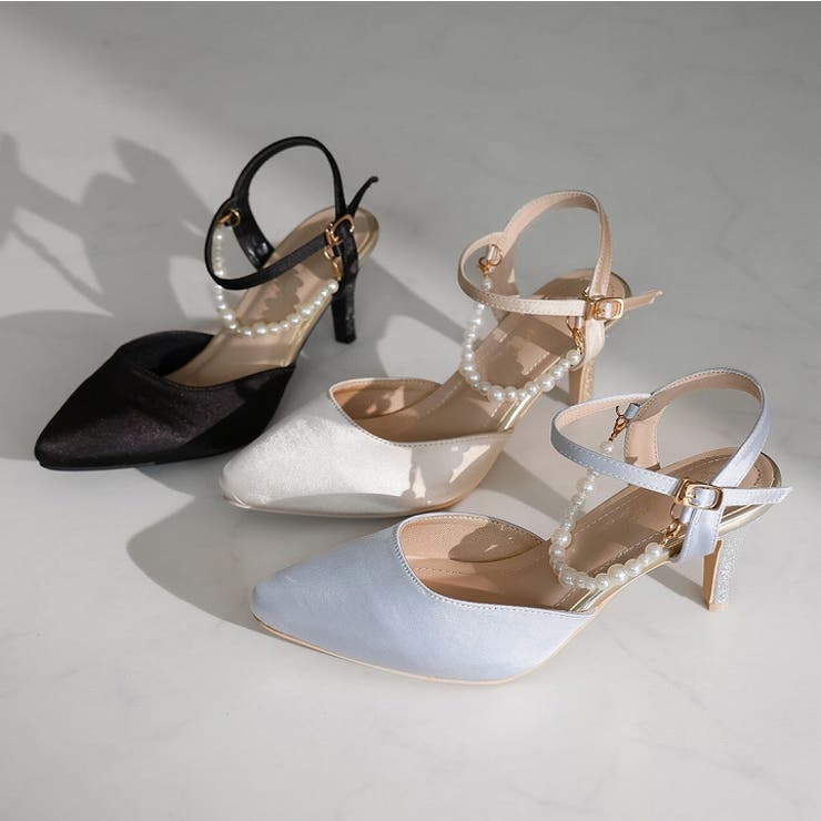 2WAYサテンパールストラップパンプス[品番：VIVS0009778]｜VIVIAN