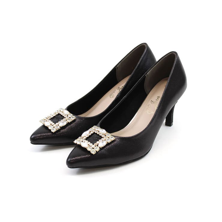 ブラック | ポインテッドトゥビジューバックルパンプス | VIVIAN COLLECTION
