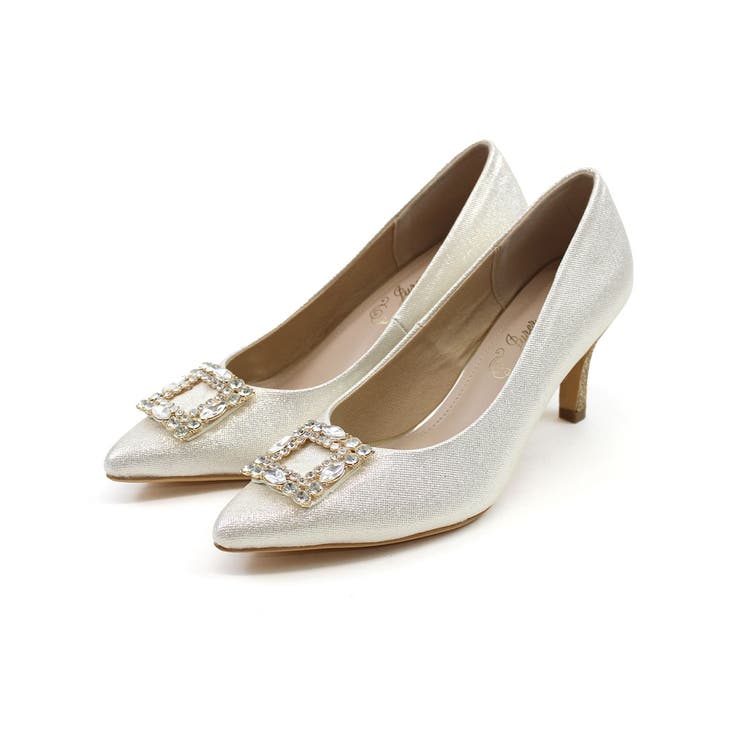 【極美品✨】銀座かねまつ ポインテッドトゥ ビジュー バックル パンプス ポインテッドトゥビジューバックルパンプス[品番：VIVS0009877