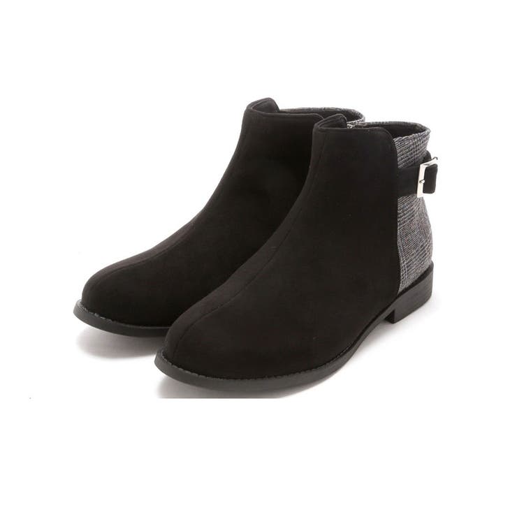 ブラックチェック | 軽量ソール&ローヒールベルテッドショートブーツ | VIVIAN COLLECTION