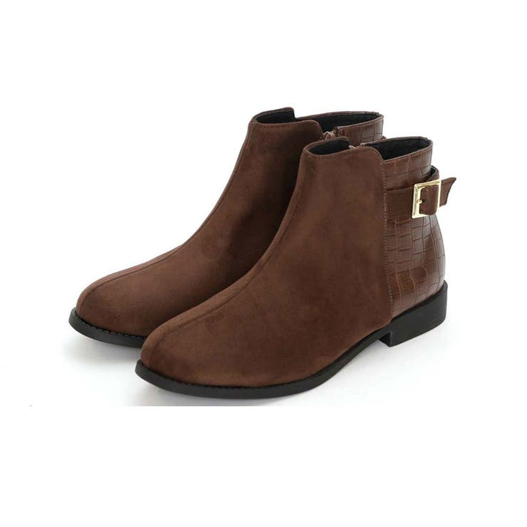 ブラウンクロコ | 軽量ソール&ローヒールベルテッドショートブーツ | VIVIAN COLLECTION