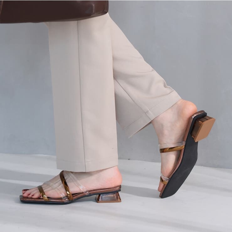 スクエアトゥメニー華奢ストラップクリアヒールサンダル | VIVIAN COLLECTION | 詳細画像12 