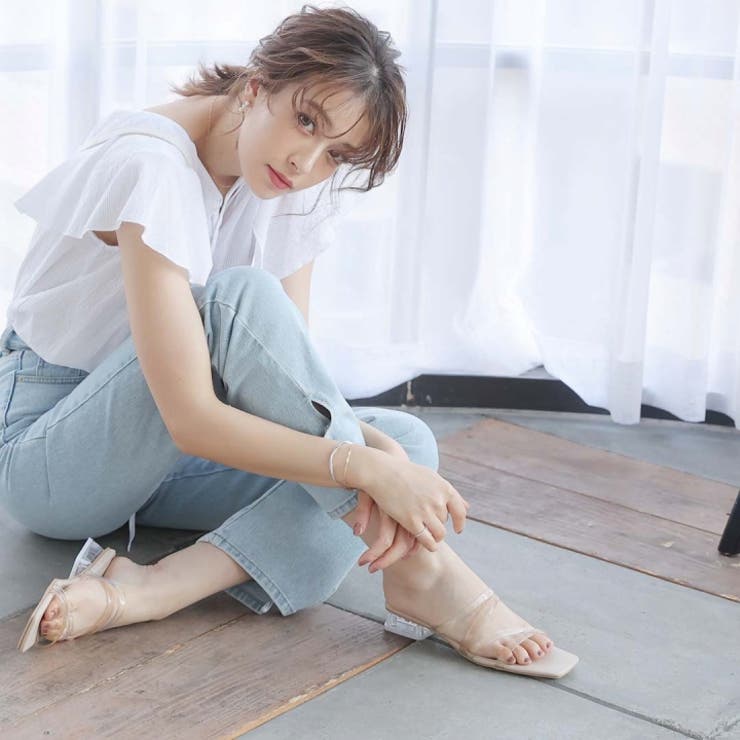スクエアトゥメニー華奢ストラップクリアヒールサンダル | VIVIAN COLLECTION | 詳細画像17 