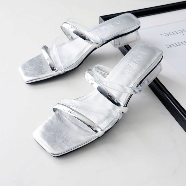 スクエアトゥメニー華奢ストラップクリアヒールサンダル | VIVIAN COLLECTION | 詳細画像18 