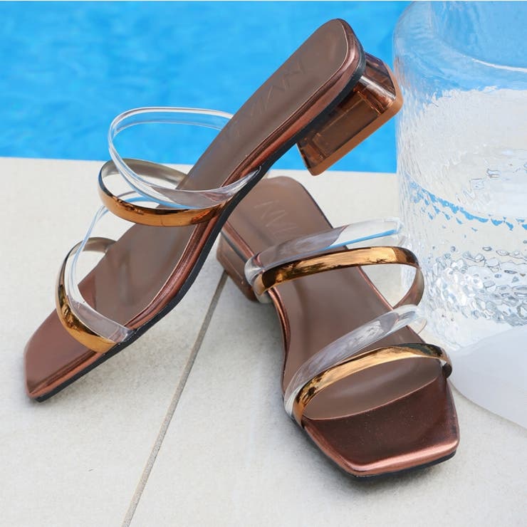 スクエアトゥメニー華奢ストラップクリアヒールサンダル | VIVIAN COLLECTION | 詳細画像20 