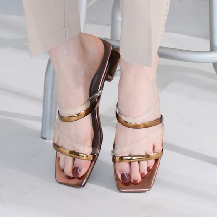 スクエアトゥメニー華奢ストラップクリアヒールサンダル | VIVIAN COLLECTION | 詳細画像5 