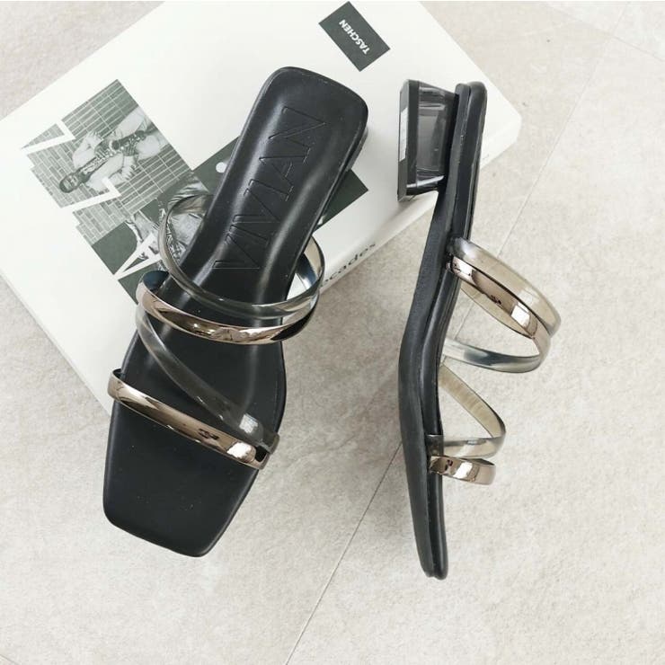 スクエアトゥメニー華奢ストラップクリアヒールサンダル | VIVIAN COLLECTION | 詳細画像6 