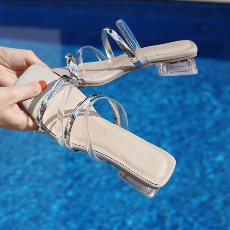 スクエアトゥメニー華奢ストラップクリアヒールサンダル | VIVIAN COLLECTION | 詳細画像8 