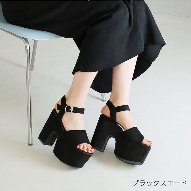 厚底プラットフォームアンクルストラップサンダル[品番