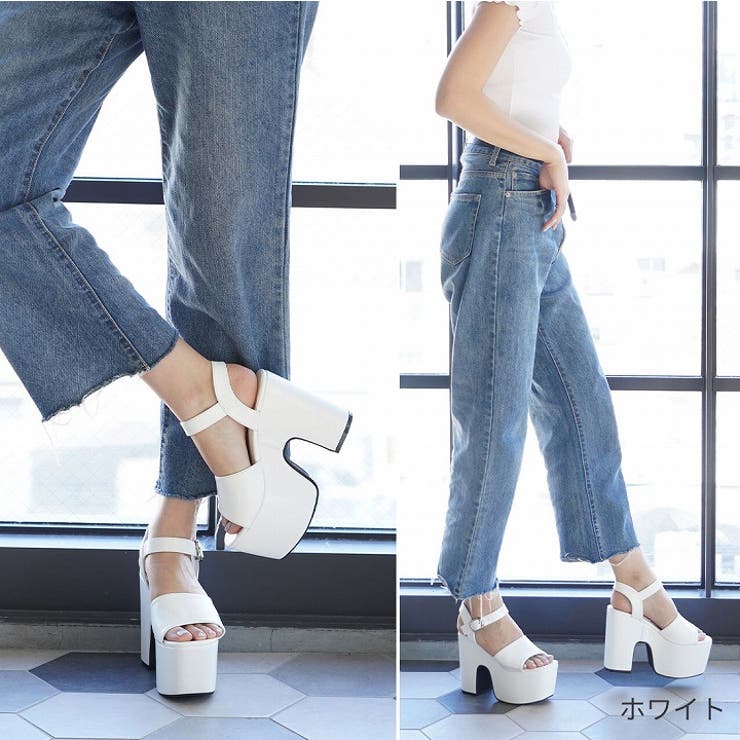 厚底プラットフォームアンクルストラップサンダル[品番