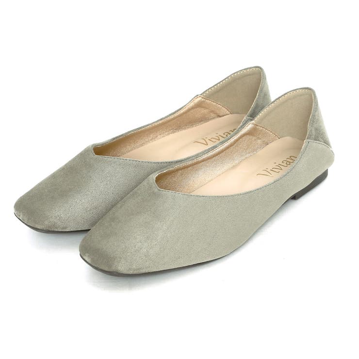 ライトグリーンスエード | スクエアトゥVカットバブーシュ | VIVIAN COLLECTION