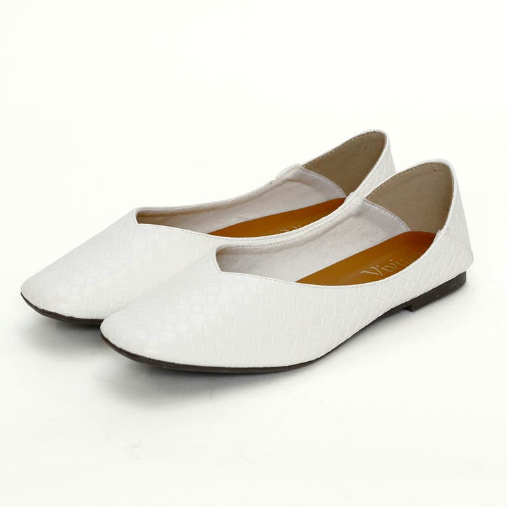 ホワイト(メッシュ型押し) | スクエアトゥVカットバブーシュ | VIVIAN COLLECTION