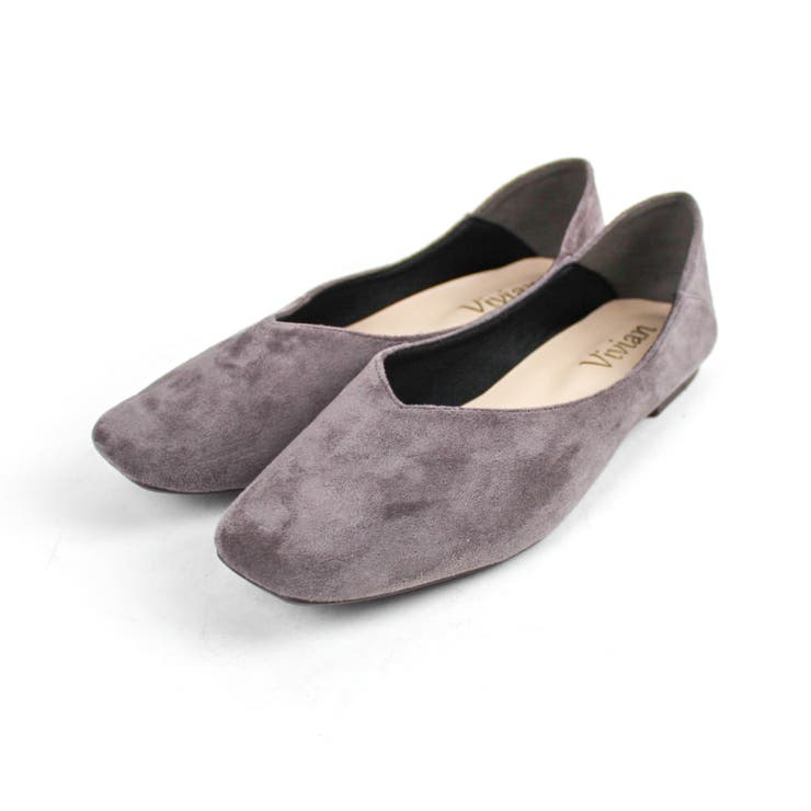 ダークグレースエード | スクエアトゥVカットバブーシュ | VIVIAN COLLECTION