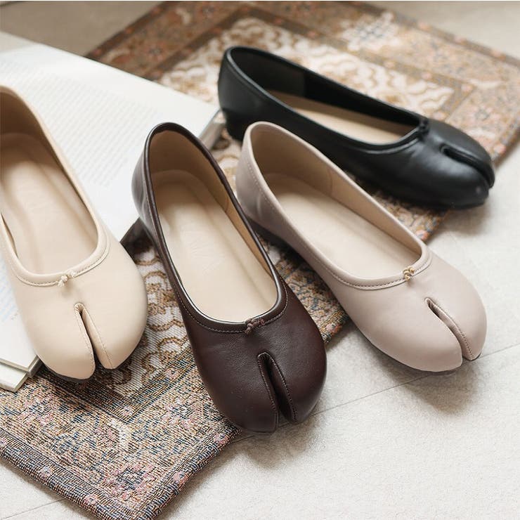 LEATHER SLIPPER スクエアトゥ シューズ 足袋 スリッポン 足袋デザイン