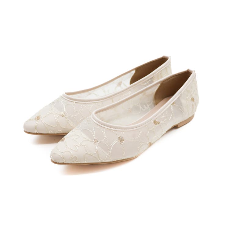 アイボリー | シアーフラワーレースフラットパンプス | VIVIAN COLLECTION