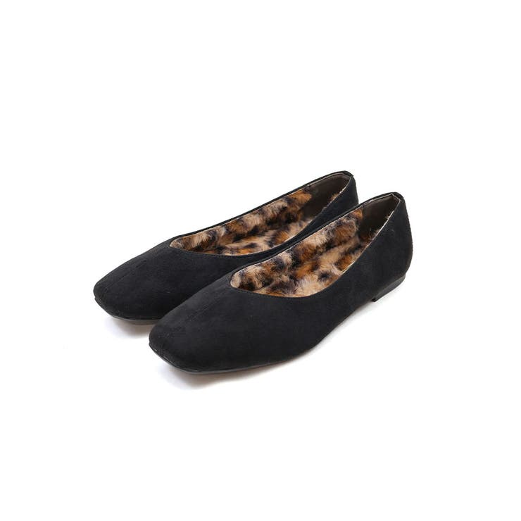 ブラックコンビ | もふぽかファーインナーフラットシューズ | VIVIAN COLLECTION