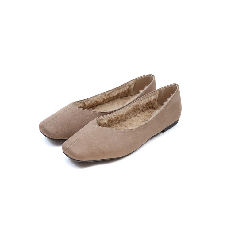 グレージュスエード | もふぽかファーインナーフラットシューズ | VIVIAN COLLECTION