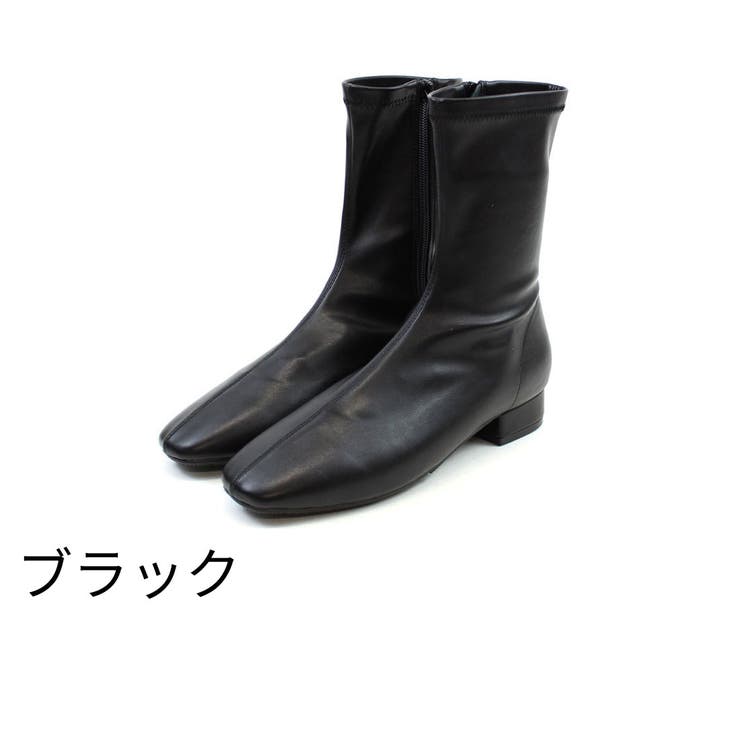 ブラック | スクエアトゥローヒールストレッチミドルブーツ | VIVIAN COLLECTION