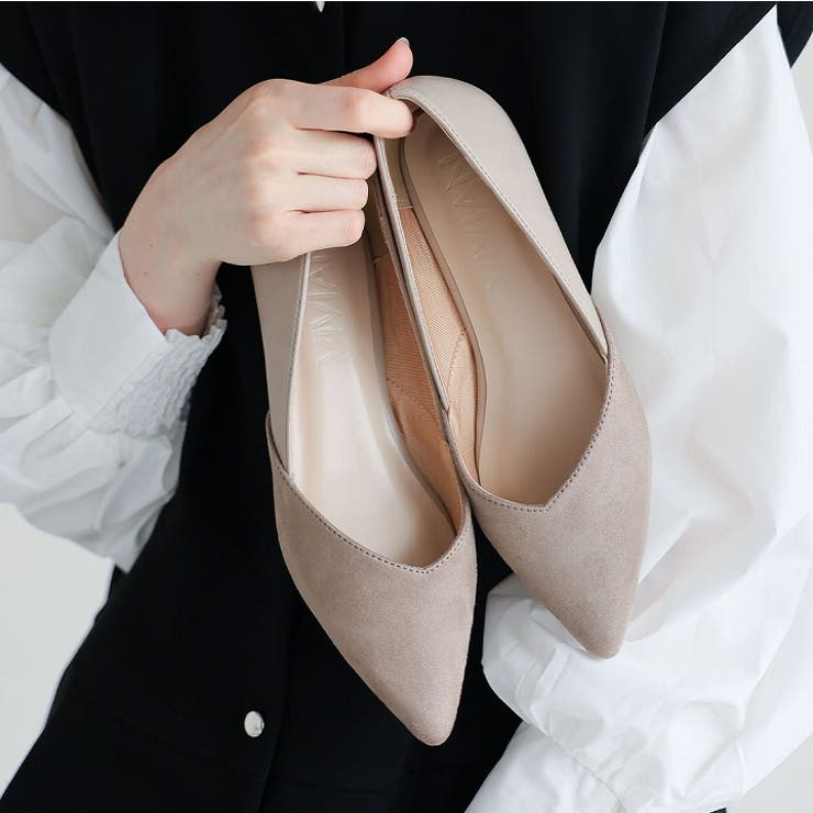 ポインテッドトゥVカット切り替えデザインフラットパンプス | VIVIAN COLLECTION | 詳細画像22 