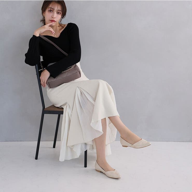 ポインテッドトゥVカット切り替えデザインフラットパンプス | VIVIAN COLLECTION | 詳細画像20 