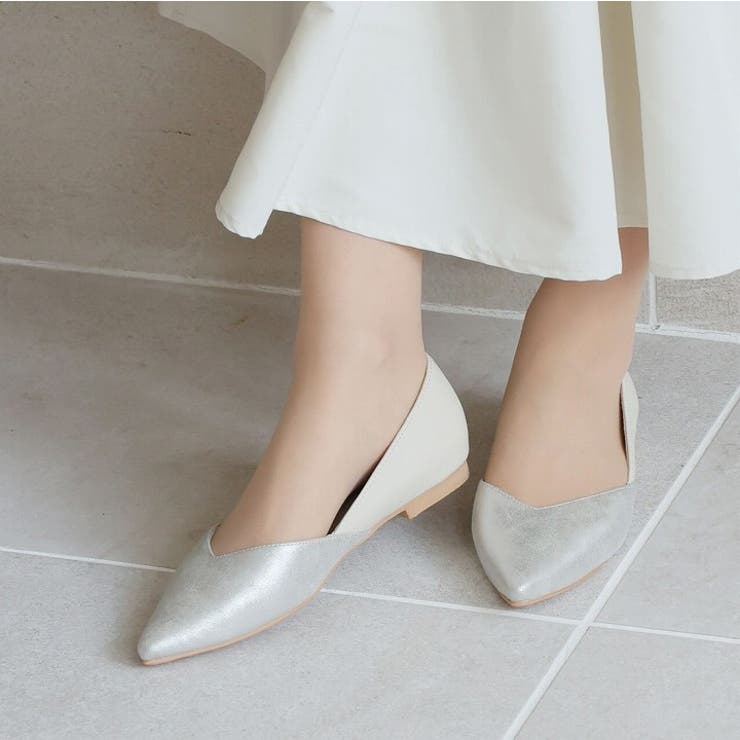 ポインテッドトゥVカット切り替えデザインフラットパンプス | VIVIAN COLLECTION | 詳細画像7 