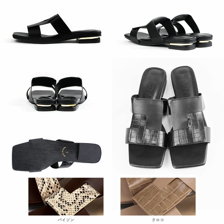 ゴールドパーツヒールクロスミュールサンダル | VIVIAN COLLECTION | 詳細画像3 