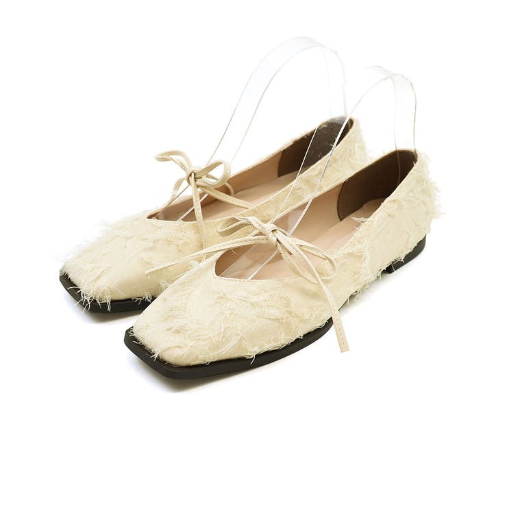 アイボリー | yumi.×VIVIANコラボ 華奢リボンフラットシューズ  | VIVIAN COLLECTION