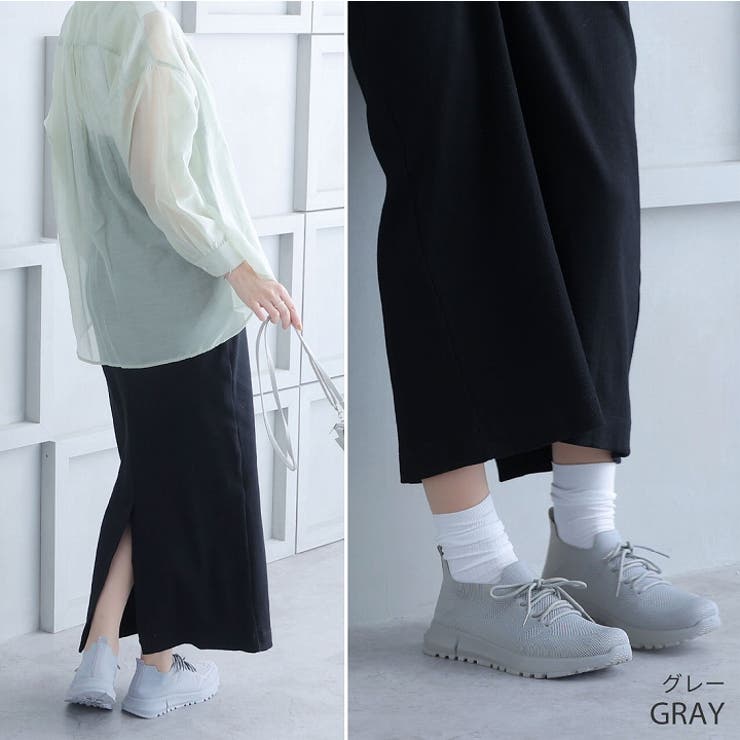 厚底ニットレースアップスニーカー[品番：VIVS0009783]｜VIVIAN