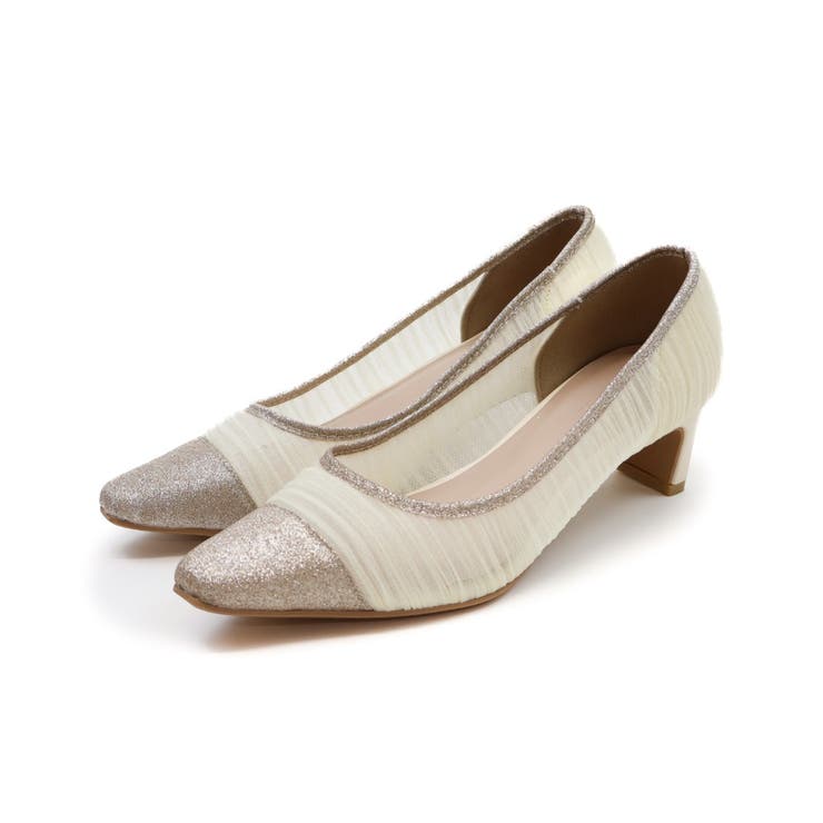 アイボリー | シアーバイカラープレートヒールパンプス | VIVIAN COLLECTION