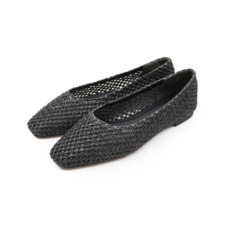 ブラック | サッ！と履けるシアーラフィアメッシュフラットシューズ | VIVIAN COLLECTION