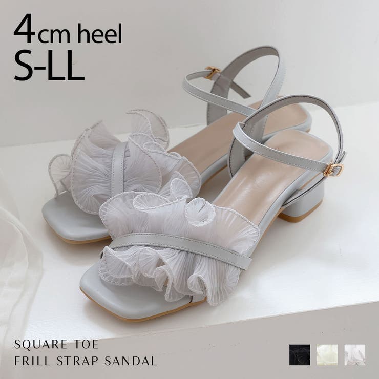 シアークロスフリルスクエアトゥストラップサンダル | VIVIAN COLLECTION | 詳細画像1 