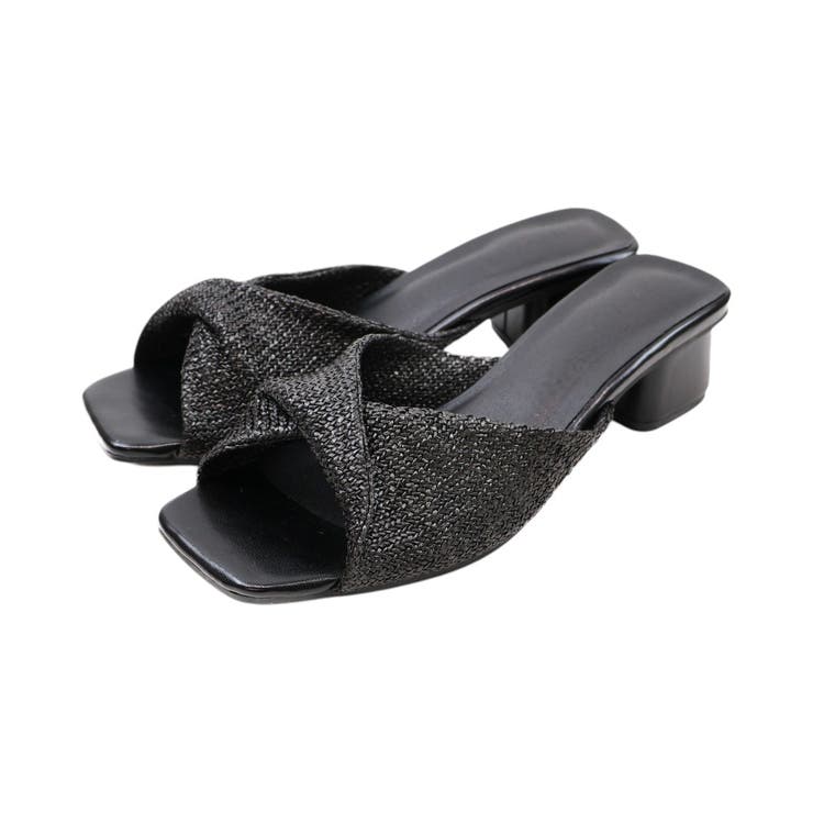 ブラック | ツイストデザインミュールサンダル | VIVIAN COLLECTION