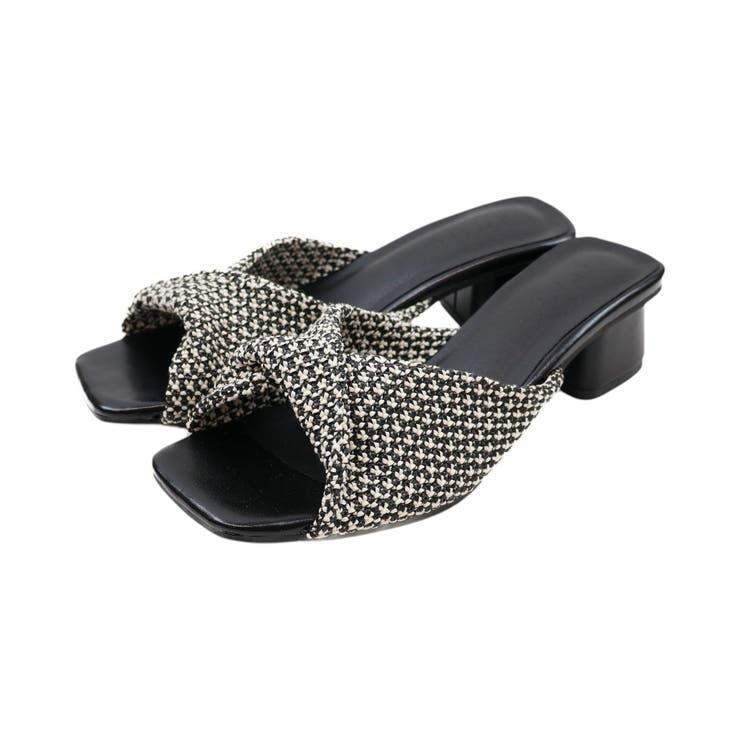 ブラックコンビ | ツイストデザインミュールサンダル | VIVIAN COLLECTION