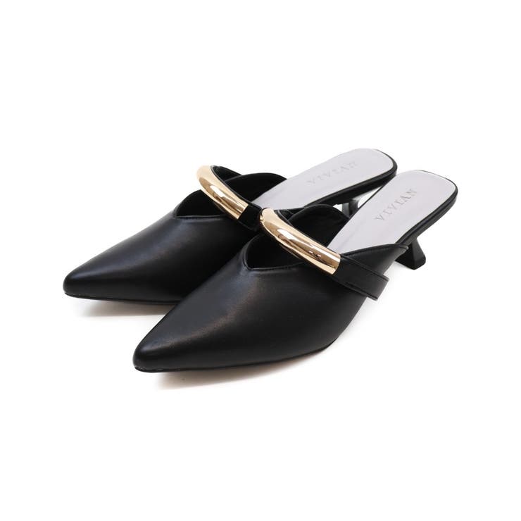 ブラック | ゴールドモチーフミュールパンプス | VIVIAN COLLECTION