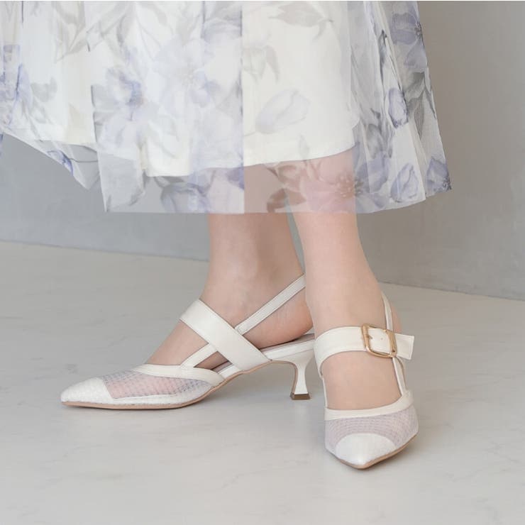 ポインテッドトゥバックルベルトバックストラップパンプス[品番