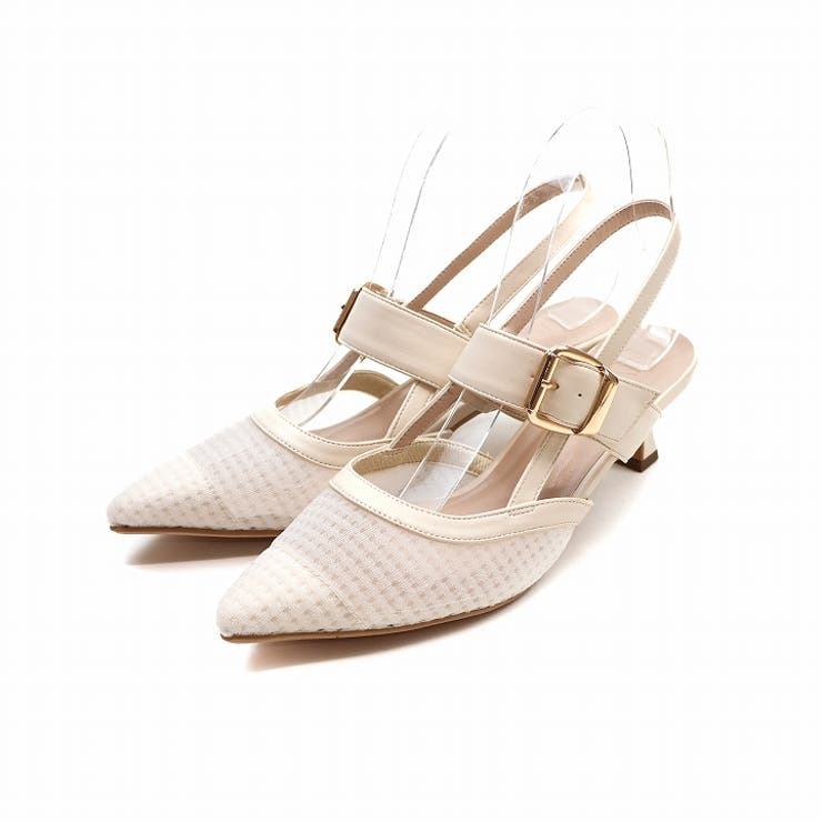 ポインテッドトゥバックルベルトバックストラップパンプス[品番