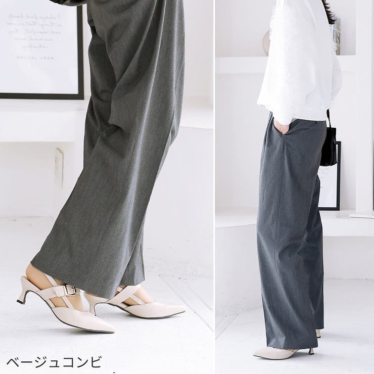 ミッシェルヴィヴィアン ベルベット フラット ストラップ パンプス 36.5 ポインテッドトゥバックルベルトバックストラップパンプス[品番