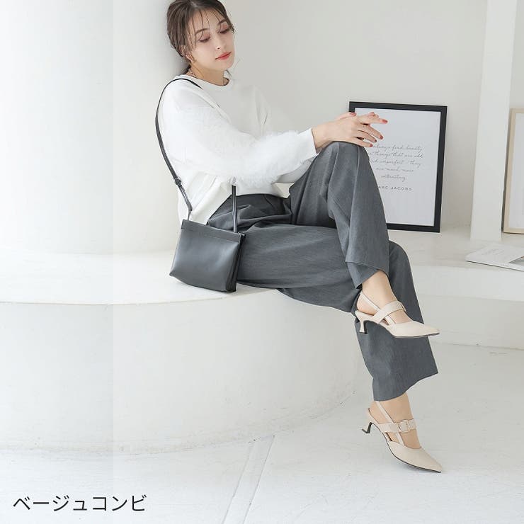 ポインテッドトゥバックルベルトバックストラップパンプス[品番