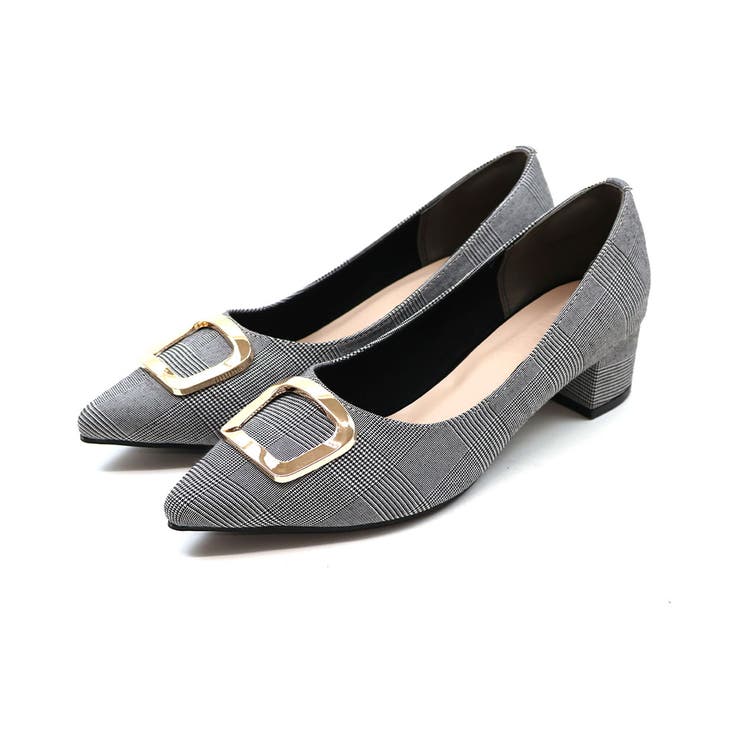 グレーチェック | ポインテッドトゥゴールドモチーフパンプス | VIVIAN COLLECTION