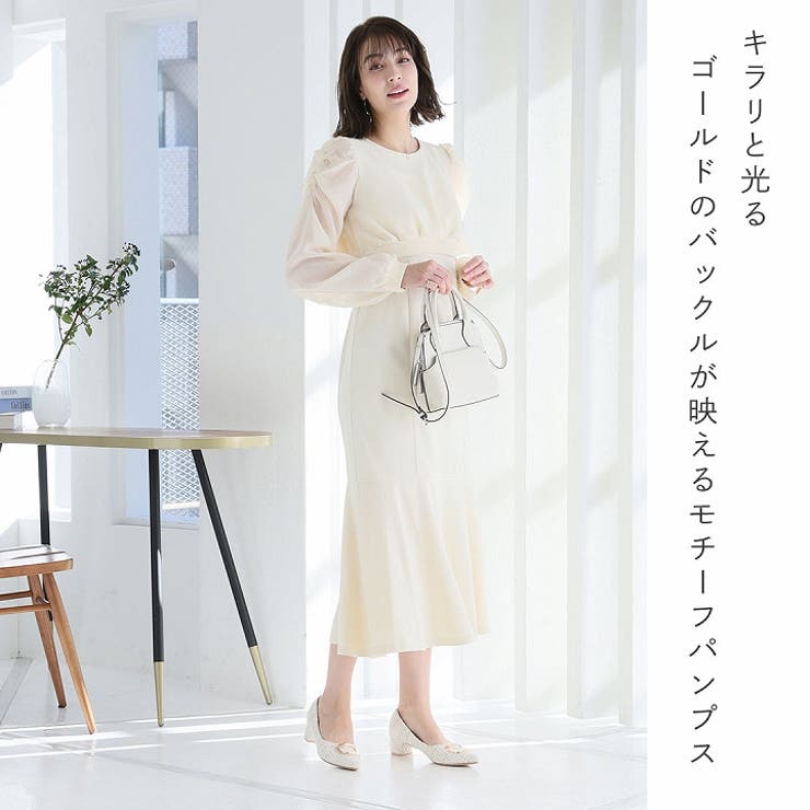 ポインテッドトゥゴールドモチーフパンプス[品番：VIVS0009792
