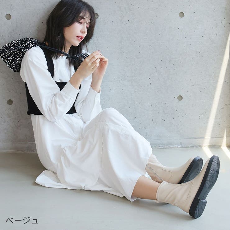 厚底ブラックソールストレッチショートブーツ[品番:VIVS0009755 厚底ブラックソールストレッチショートブーツ[品番:VIVS0009755