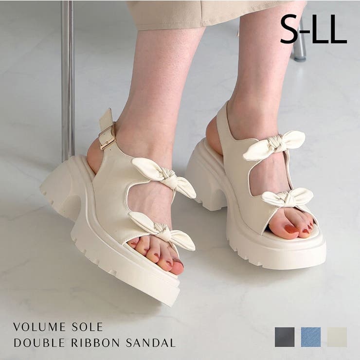 厚底ダブルリボンストラップサンダル | VIVIAN COLLECTION | 詳細画像1 
